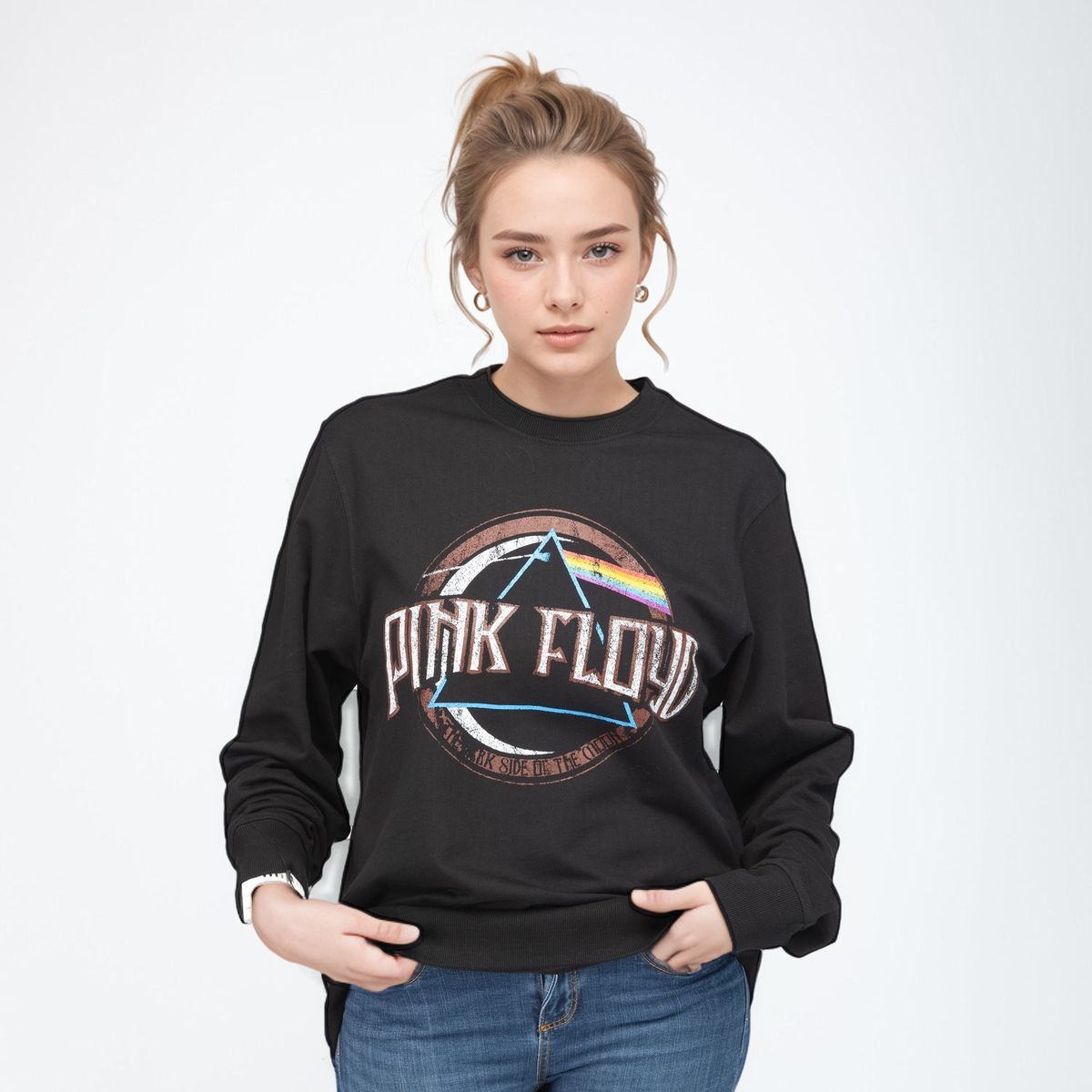 PINK FLOYD - Poleron Mujer Pink Floyd Full Dark  Negro Pink Floyd