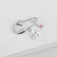 BY LAS CAYETANAS - Ganchito Bebe en Plata 925 con Angel de la Guarda y Estrella rosa