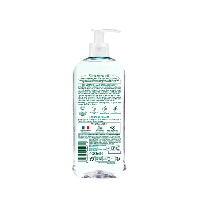 LE PETIT OLIVIER - Gel Micelar Desmaquillante Aloe VeraTé Verde 400ml - Venc14032025