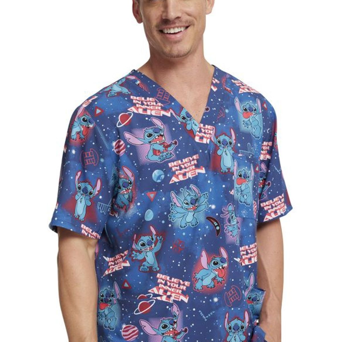 CHEROKEE - Top Clinico Estampado Cherokee de Hombre Azul Marino de Stitch LHLN