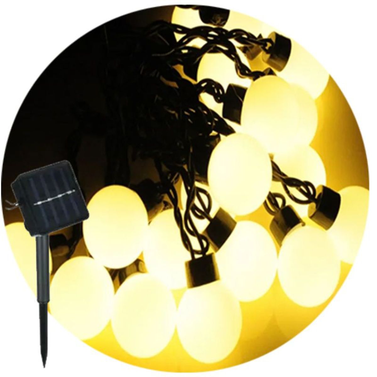 GENERICO - Luces Led Bolitas Guirnalda CÁLIDA Solar Navidad