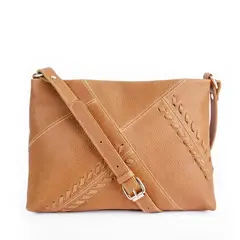 BRAVA - Cartera de cuero modelo ALICE Café Claro