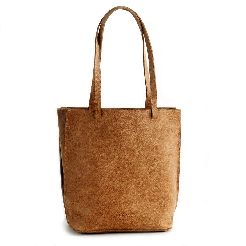 BRAVA - Cartera de cuero BRAVA modelo CLARA Café Claro