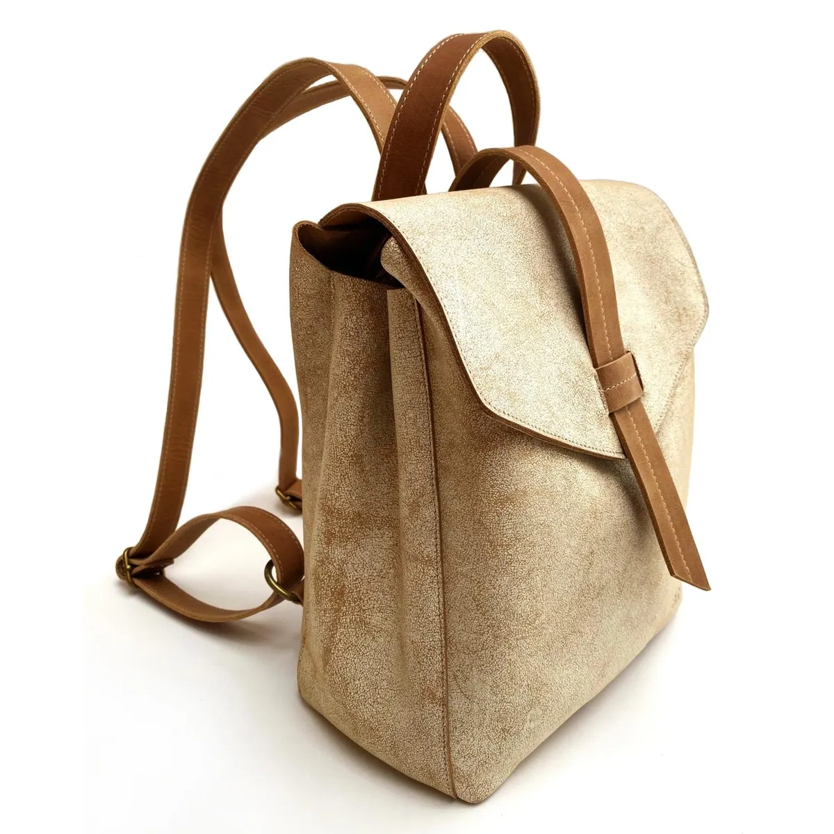 BRAVA - Mochila de cuero BRAVA modelo ELENA Blanco Hueso