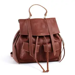 BRAVA - Mochila de cuero modelo GALA Marrón