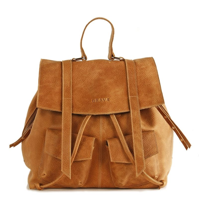BRAVA - Mochila de cuero BRAVA modelo GALA Café Claro