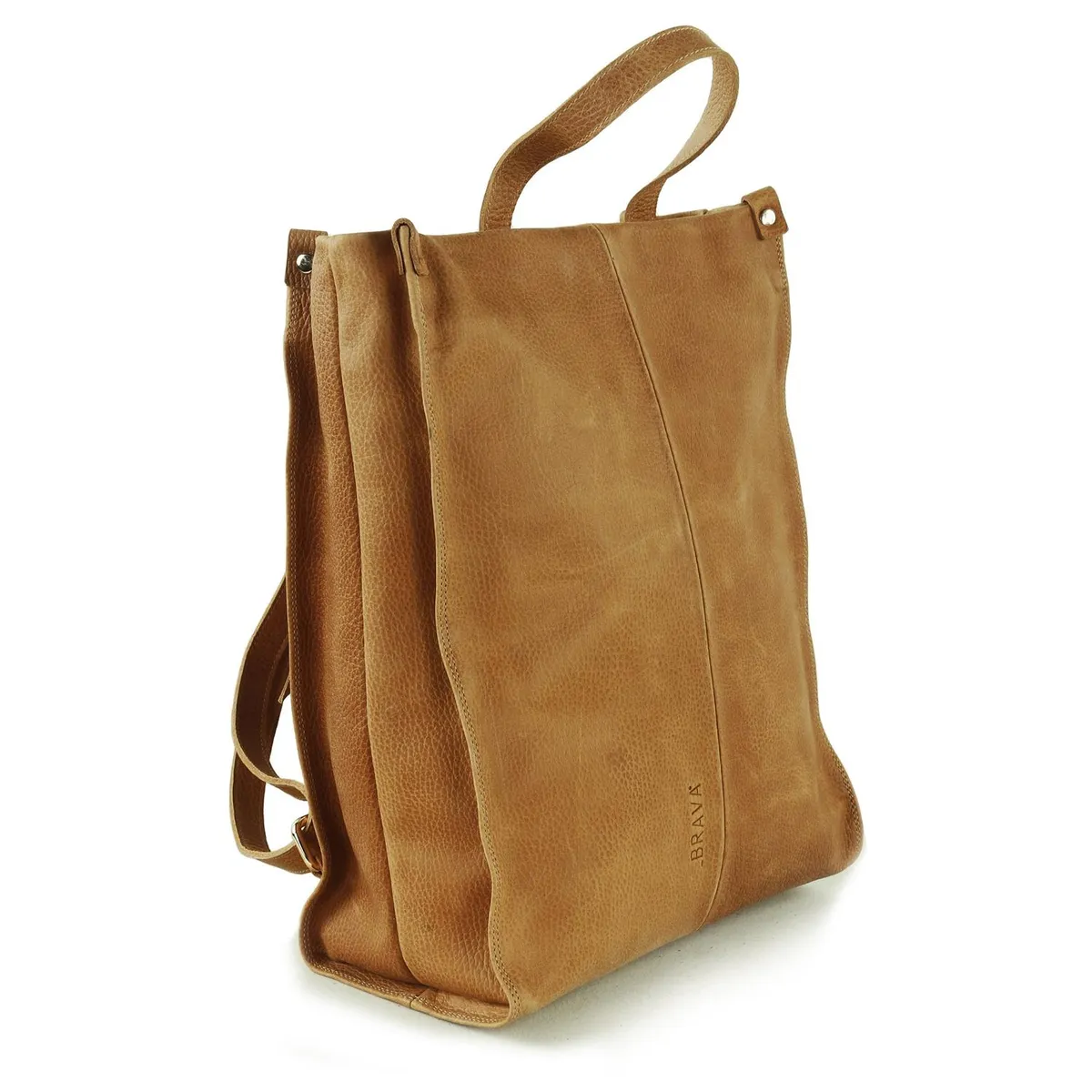 BRAVA - Mochila de cuero BRAVA modelo ISABEL Café