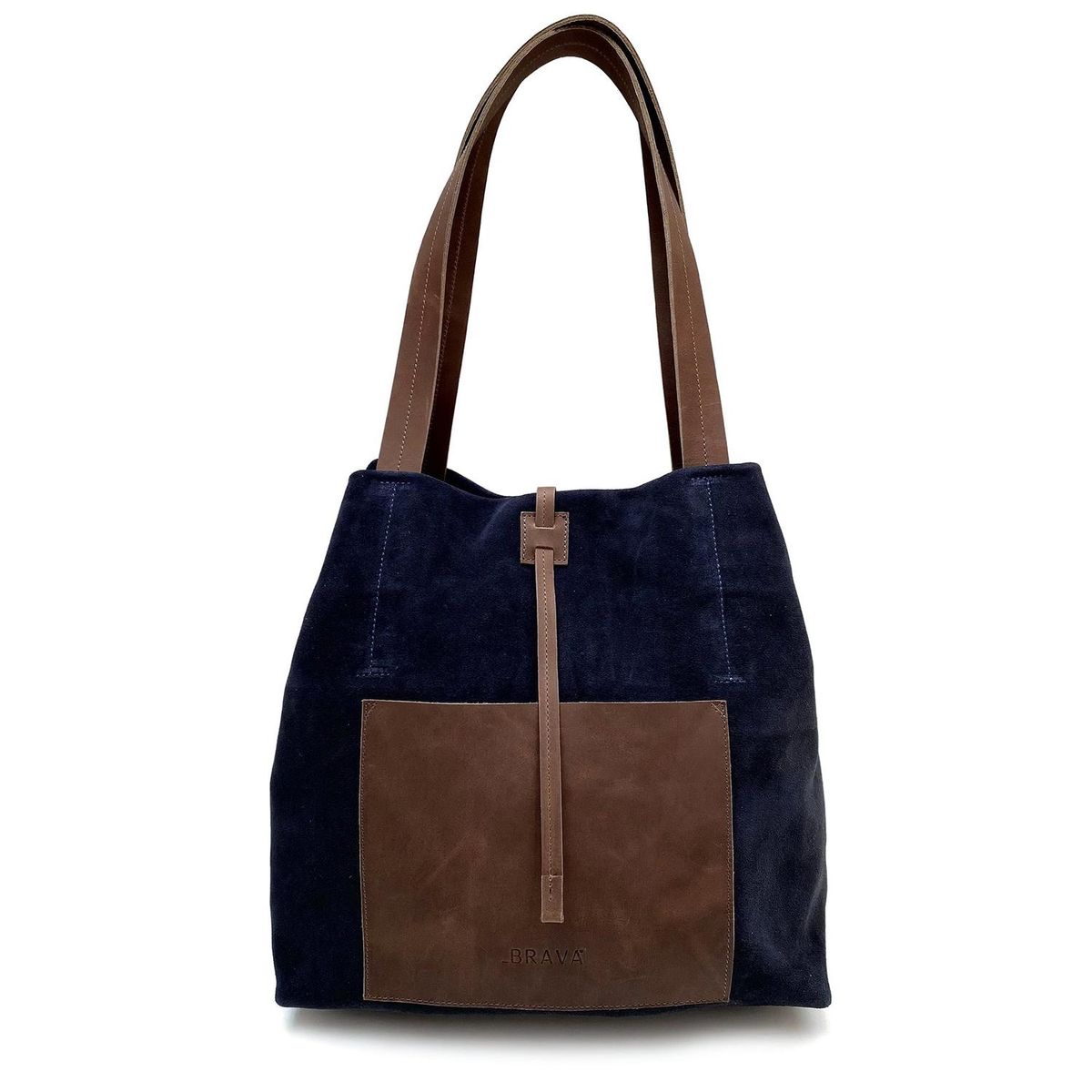 BRAVA - Cartera de cuero BRAVA modelo JANE Azul Marino