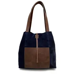 BRAVA - Cartera de cuero modelo JANE Azul Marino