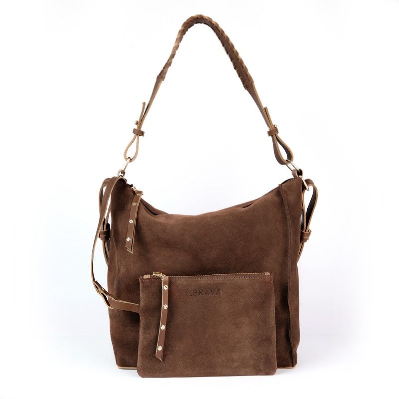 BRAVA - Cartera de cuero BRAVA modelo VIRGINIA Chocolate