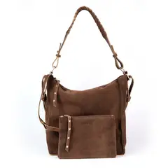 BRAVA - Cartera de cuero modelo VIRGINIA Chocolate