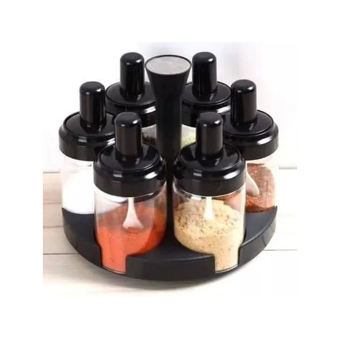 GENERICO - Set Especieros Condimento Giratorio Con Cuchara 6 Piezas