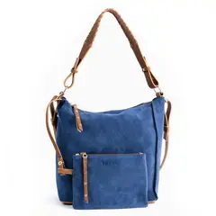BRAVA - Cartera de cuero modelo VIRGINIA Azul