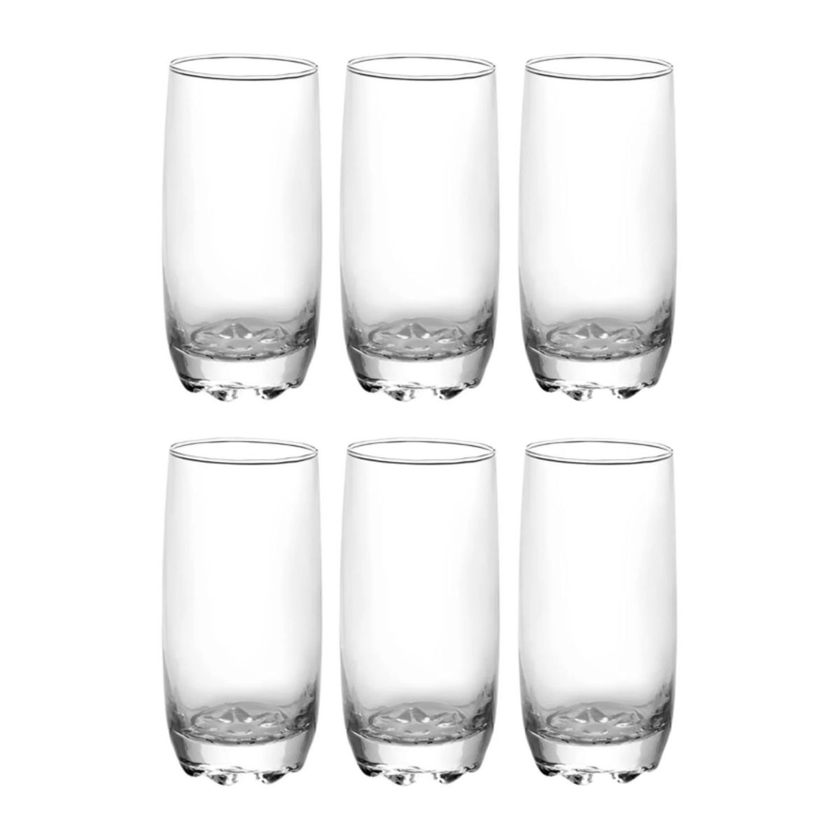 ALLEGRA - Set 6 Vasos Altos De Vidrio 390ml Mojitos Cocteles Bebidas