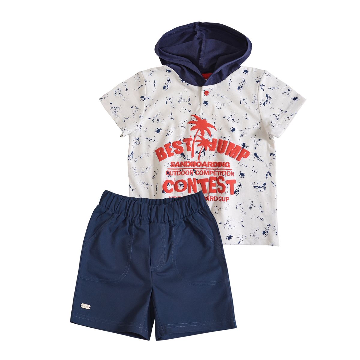 EXCEPTION - Conjunto Polera y Bermuda Gabardina Bebé Niño Exception