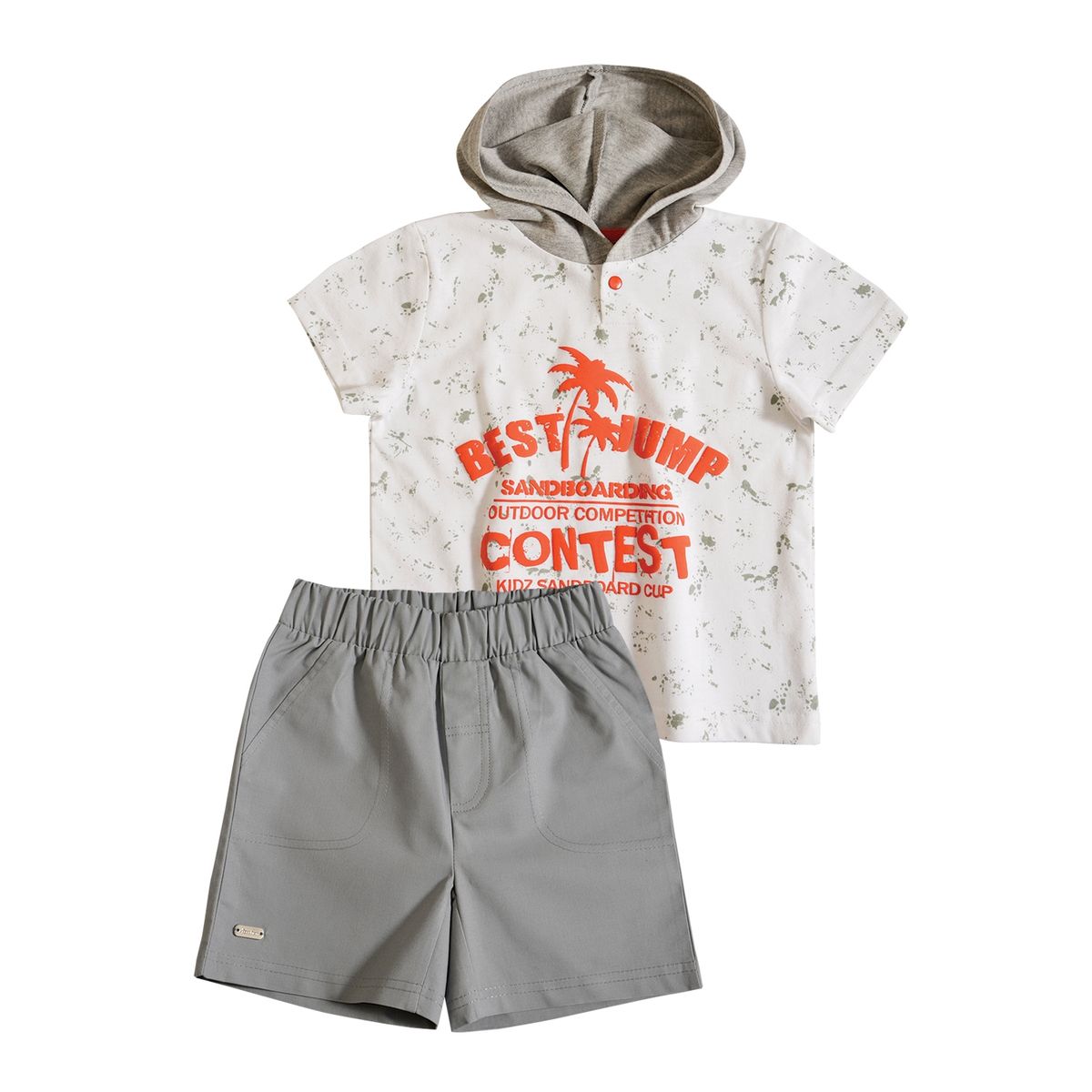 EXCEPTION - Conjunto Polera y Bermuda Gabardina Bebé Niño Exception