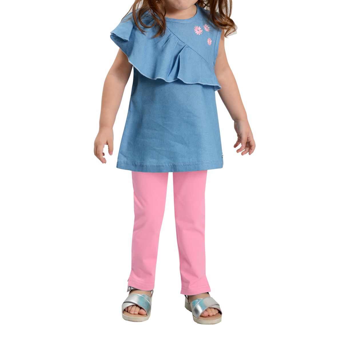 EXCEPTION - Conjunto Vestido Mezclilla y Calza Bebé Niña Exception