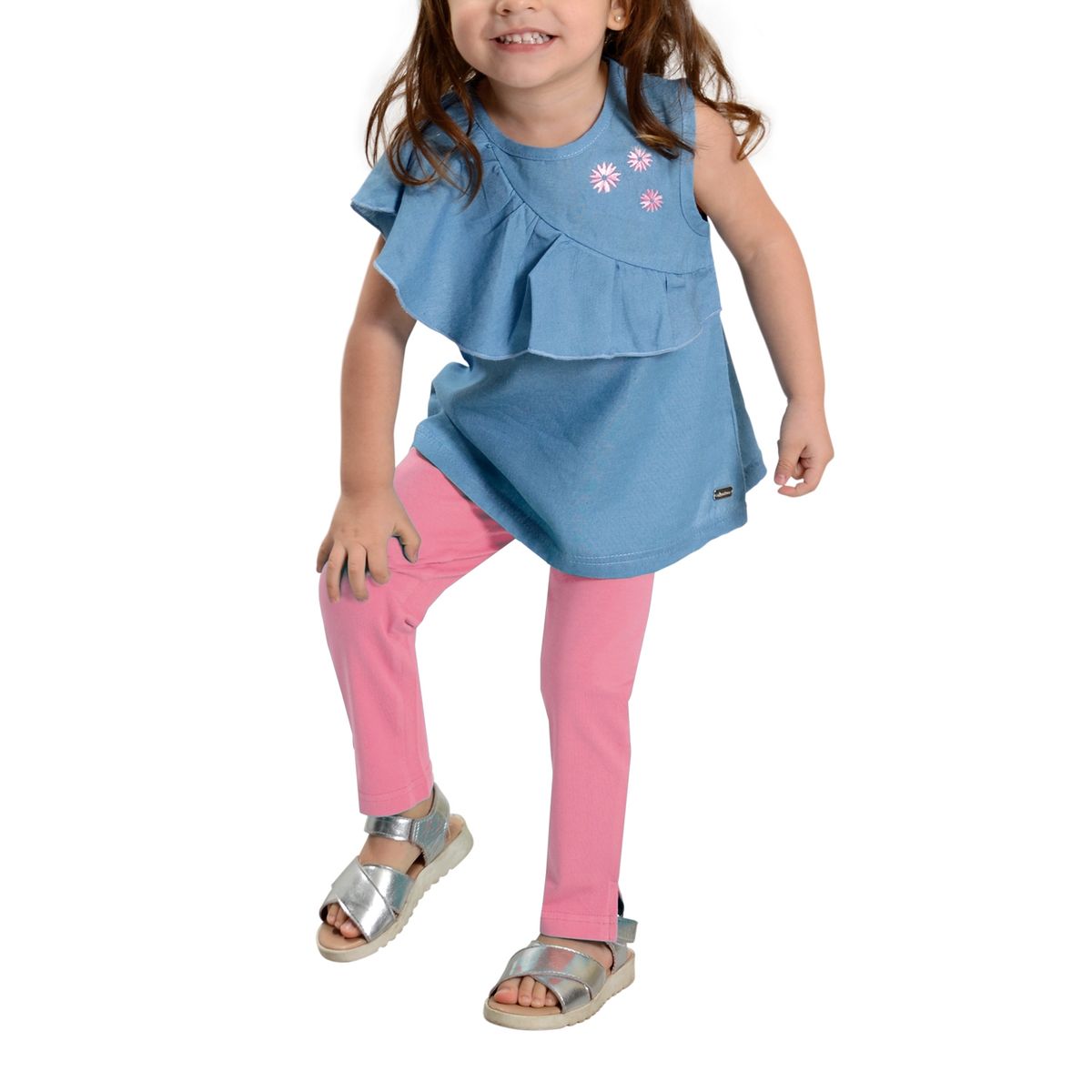 EXCEPTION - Conjunto Vestido Mezclilla y Calza Bebé Niña Exception