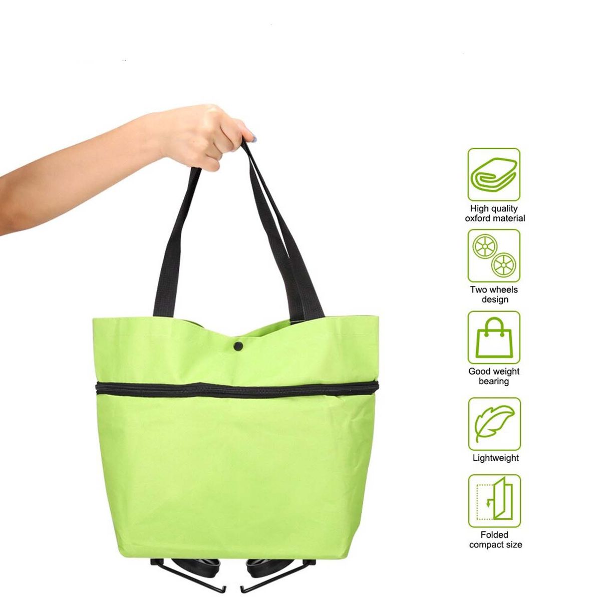 GENERICO - Carrito de Compras Feria Bolsa Plegable con Ruedas Verde