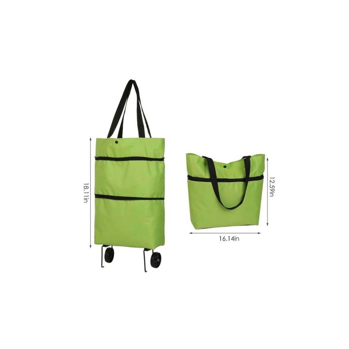 GENERICO - Carrito de Compras Feria Bolsa Plegable con Ruedas Verde