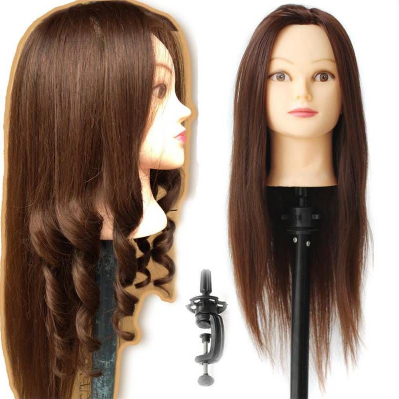GENERICO - Cabeza Técnica de peluquería Cabello 100 Natural