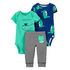 TEDMIMAK - Set 3 Piezas Conjunto Cocodrilo Infantil 100% Algodón