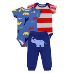 TEDMIMAK - Set 3 Piezas Conjunto Jungle Little Animals 100% Algodón