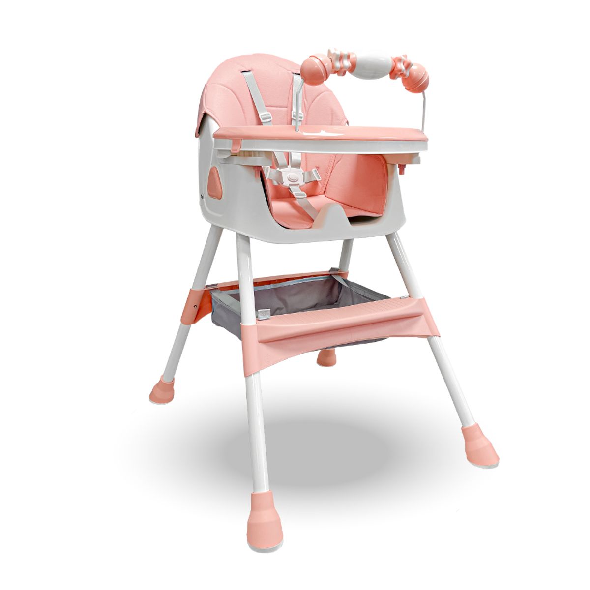 KIDSTAR - Silla de Comer Infantil 4 en 1 Kidstar Rosada – Ajustable, Plegable y Multifuncional