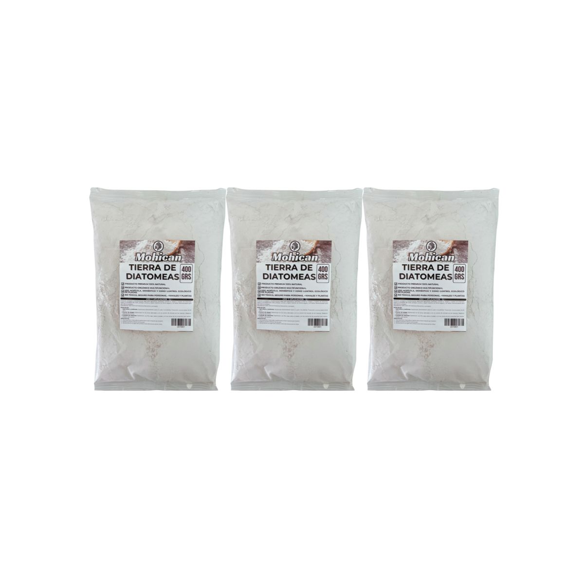 MOHICAN - PROMO TIERRA DE DIATOMEAS PREMIUM MOHICAN 3 X 400 GRS