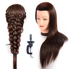 GENERICO - Cabeza Técnica de peluquería Cabello sintético 80cm de largo