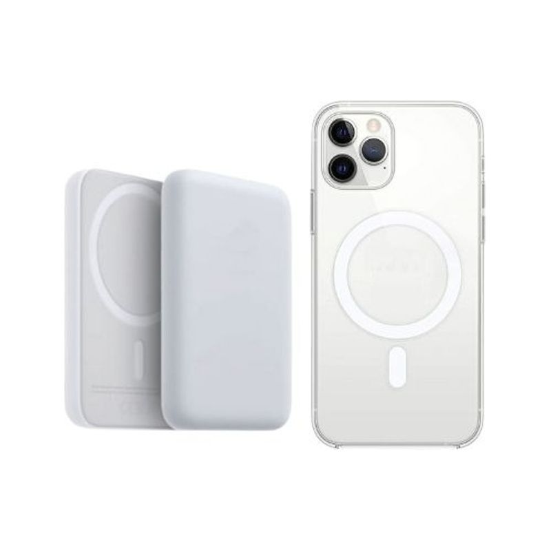 GENERICO - BATERIA PORTATIL MAGSAFE + CARCASA TRANSPARENTE PARA IP 11