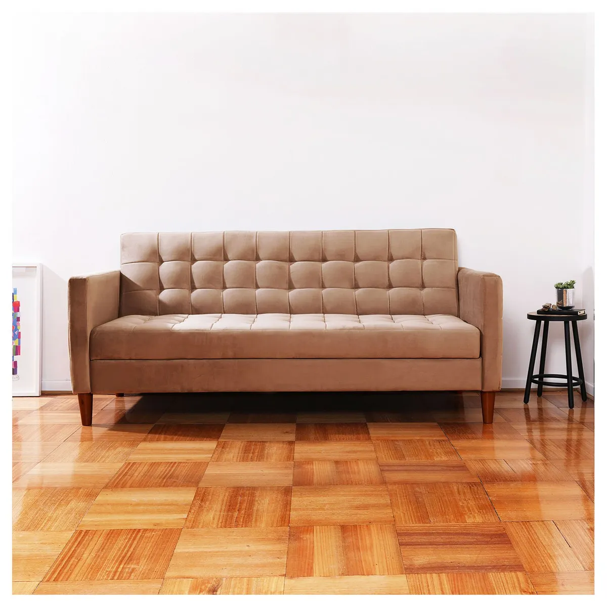 LATAM HOME - Futón Sofá Cama Genova Tela Velvet Beige