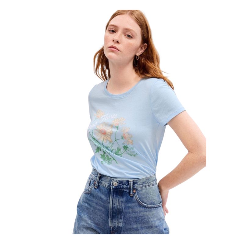 GAP - Polera Cuello Redondo Celeste GAP
