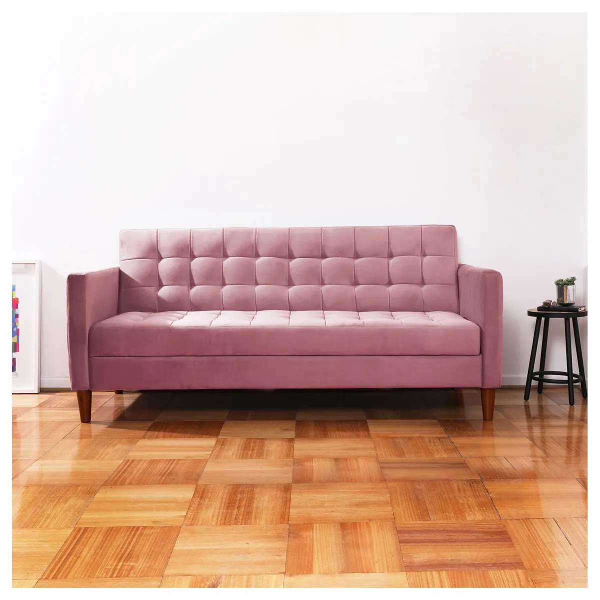 LATAM HOME - Futón Latam Home Genova 3 Cuerpos Tela Velvet Palo Rosa
