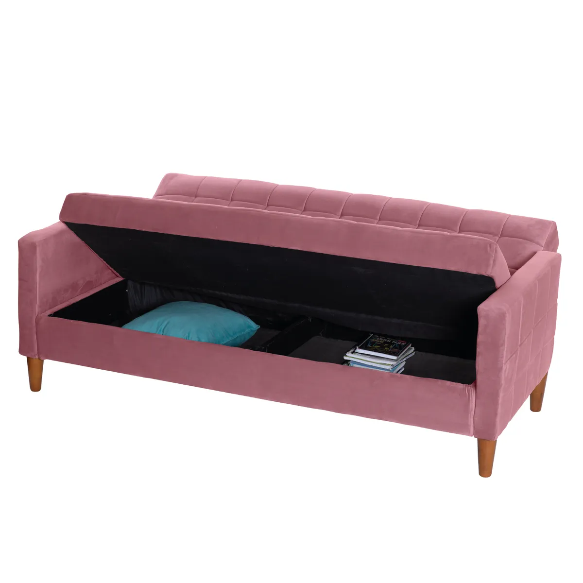 LATAM HOME - Futón Latam Home Genova 3 Cuerpos Tela Velvet Palo Rosa