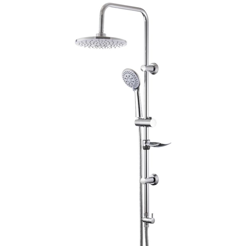 GENERICO - COLUMNA DUCHA AC INOX C/PLATO DUCHA Y MANERAL 5 FUNCIONES