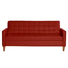 LATAM HOME - Sofá Cama Genova 3 Cuerpos Rojo PU
