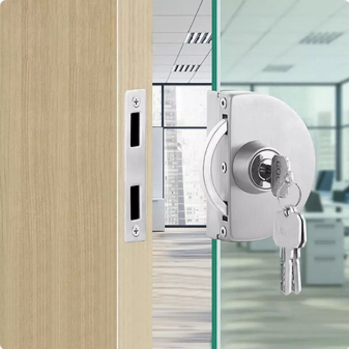 GENERICO - Cerradura Puerta Vidrio  A Muro O Piso De 8 A 12 mm