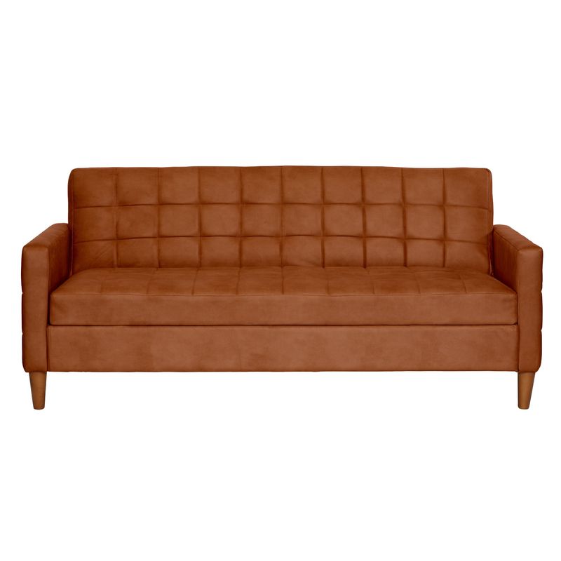 LATAM HOME - Futón Sofá Cama Genova Cuero Kentucky Cafe Claro