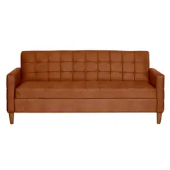 LATAM HOME - Futón Sofá Cama Genova Cuero Kentucky Cafe Claro