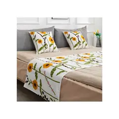 GENERICO - Piecera de Cama Bordada 2 Plazas 70 x 210 cm Girasoles