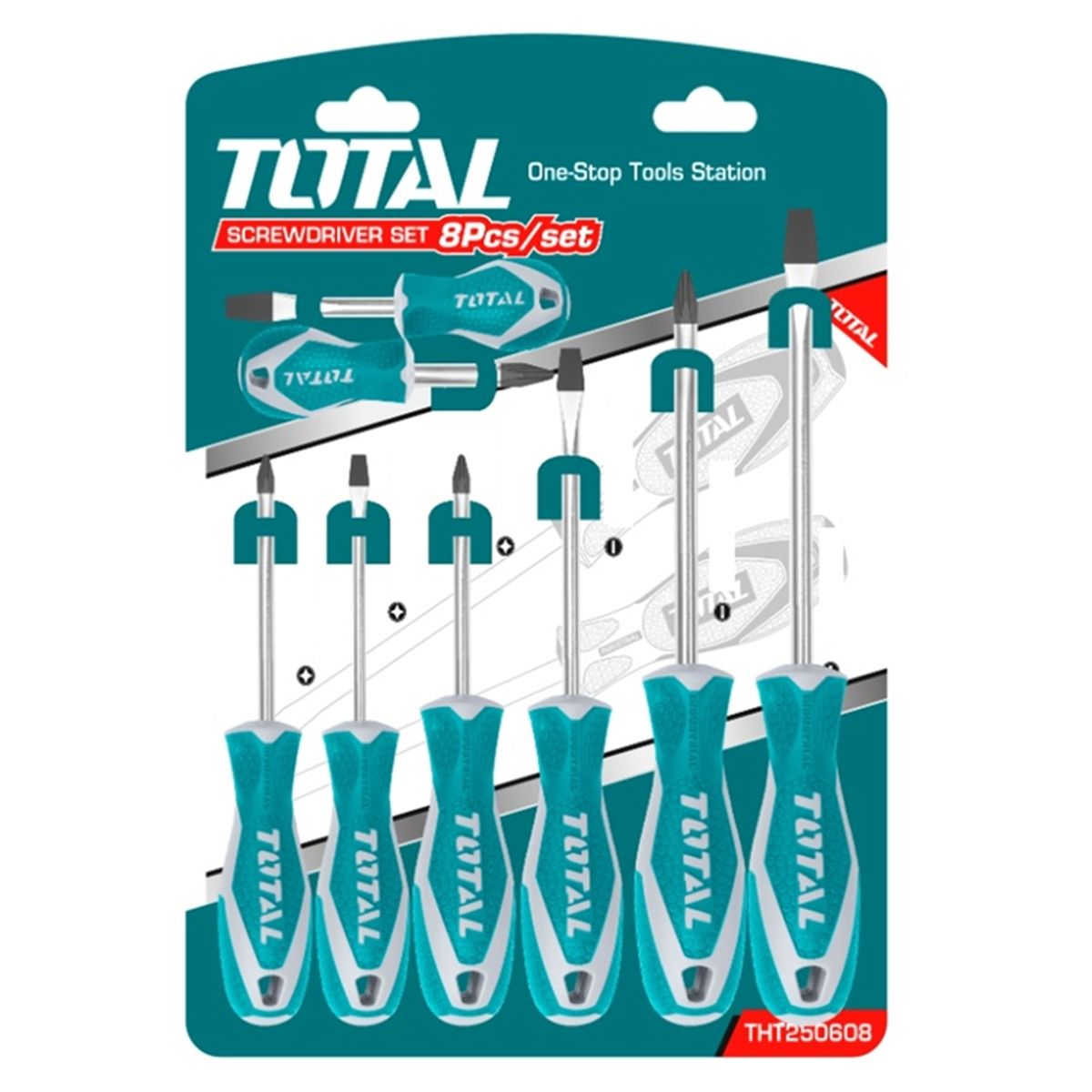TOTAL TOOLS - Kit Set Juego Destornilladores 8 Piezas Total Tht250608