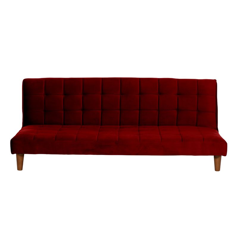 LATAM HOME - Futón Sofá Cama Turin Tela Velvet Burdeo