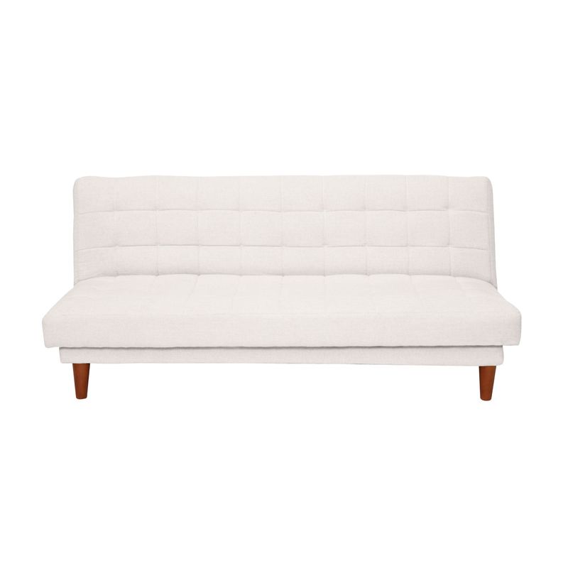LATAM HOME - Futón Sofá Cama Turin PU Negro Lino Blanco