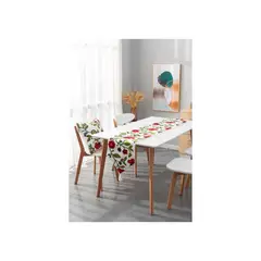 GENERICO - Camino de Mesa Bordado - Flores Rojas 33 x 180 cm