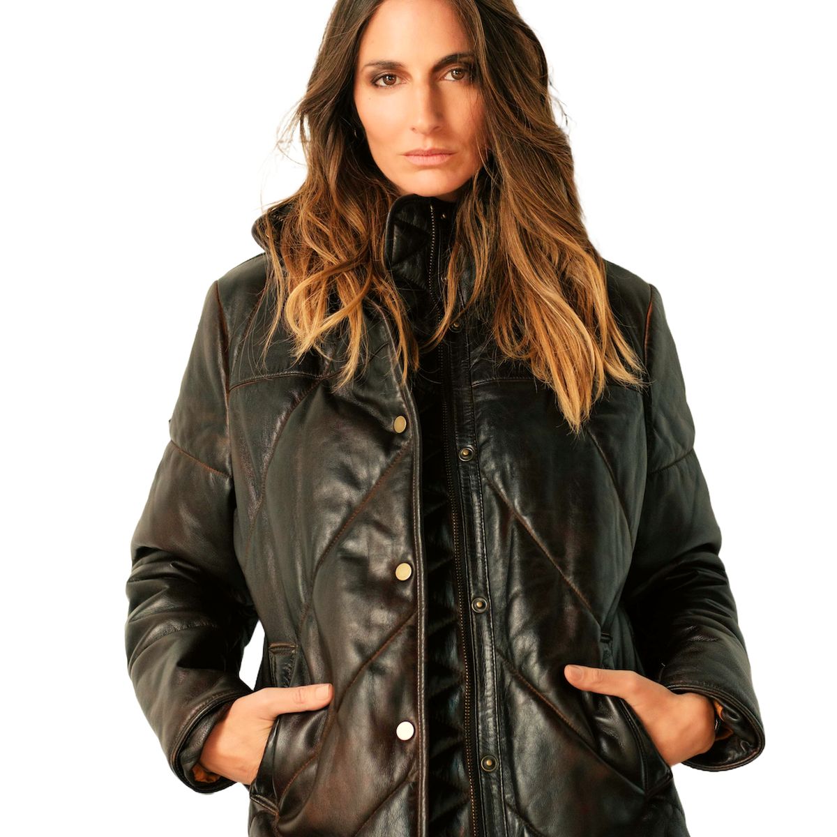 BOR - Parka Puffa  Cuero CAFE