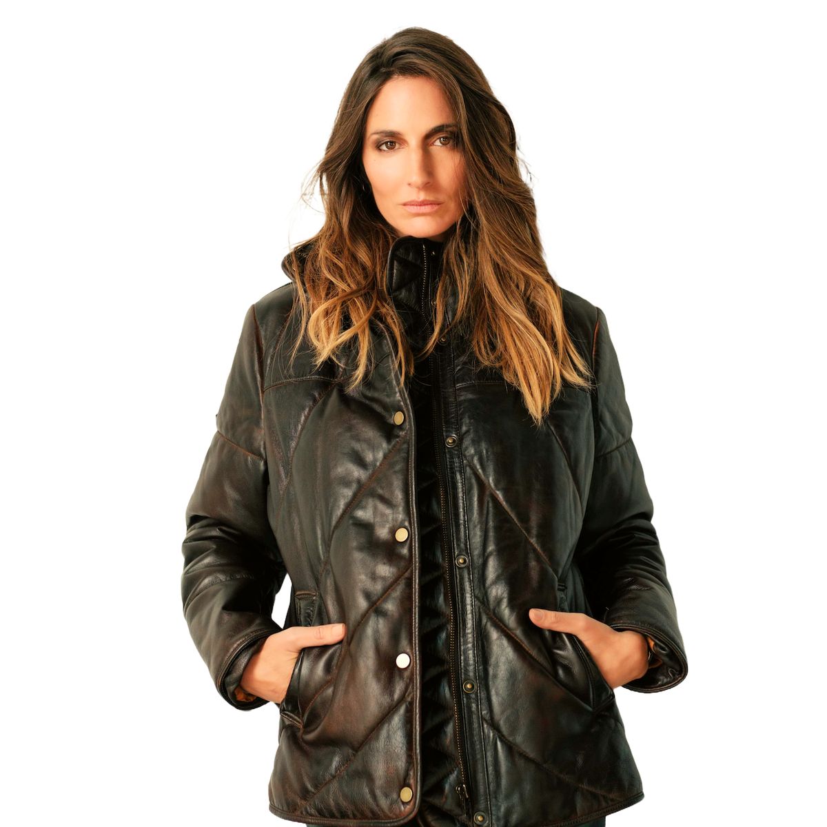 BOR - Parka Puffa  Cuero CAFE