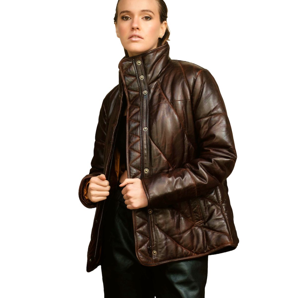 BOR - Parka Puffa  Cuero CAFE