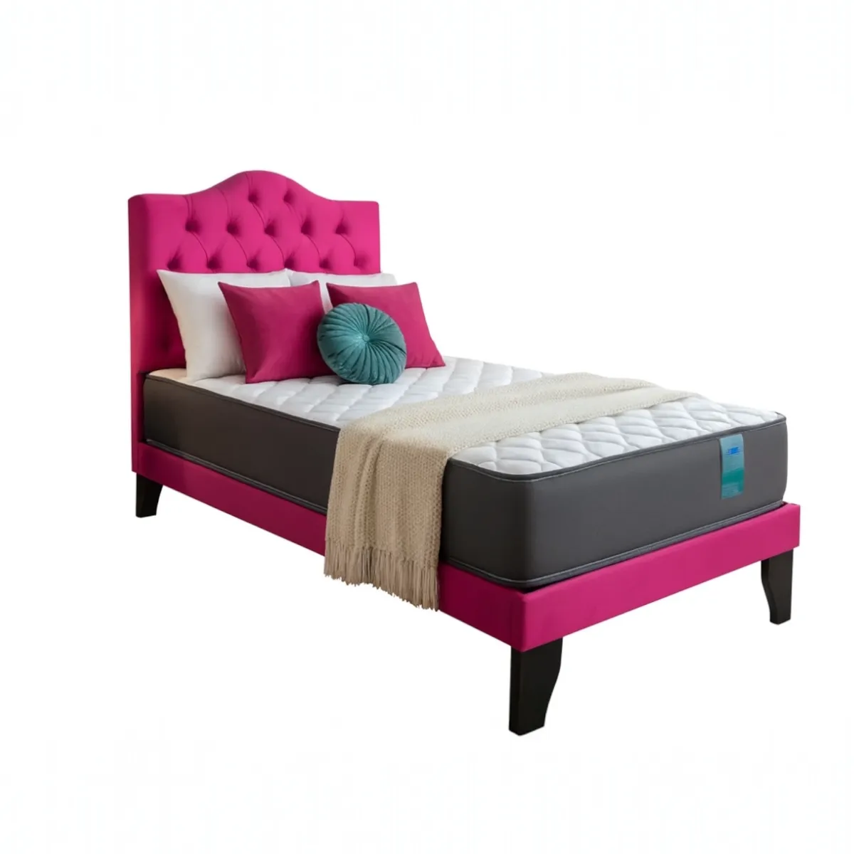 FLOBAL - Cama Ovalada 1,5 Plazas Incluye Respaldo + Colchón Funcional