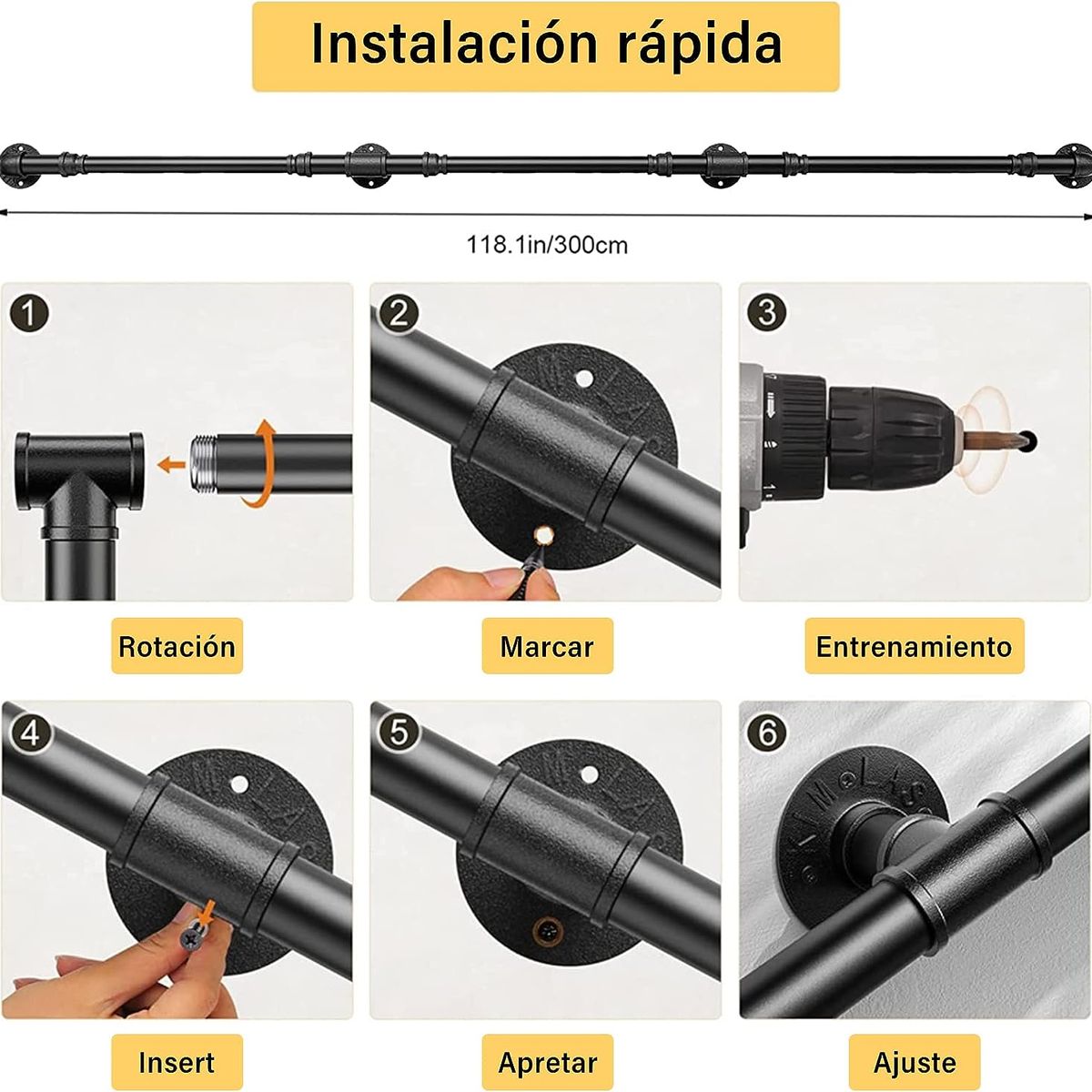 TNAKIEX - Pasamanos De Barandal De Escaleras Profesionales 3 Metro